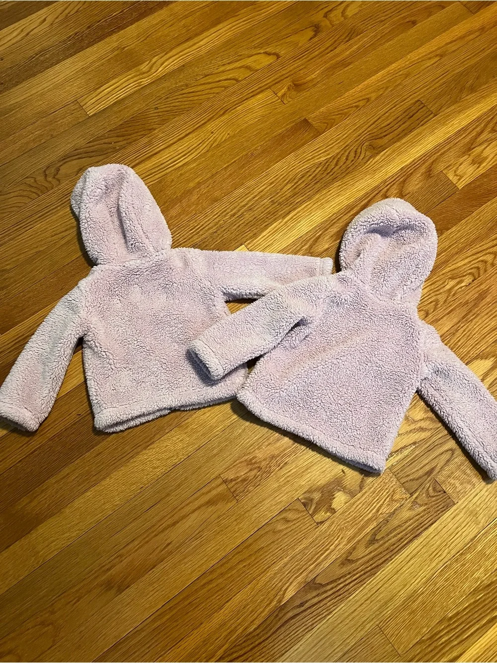Girls Carter's 18m Plush Hooded Jackets - Lavender Twin Set w/ Floral Pocket EUC